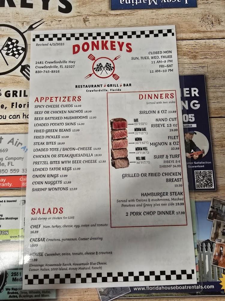 Donkeys Bar & Grill Menu image 3